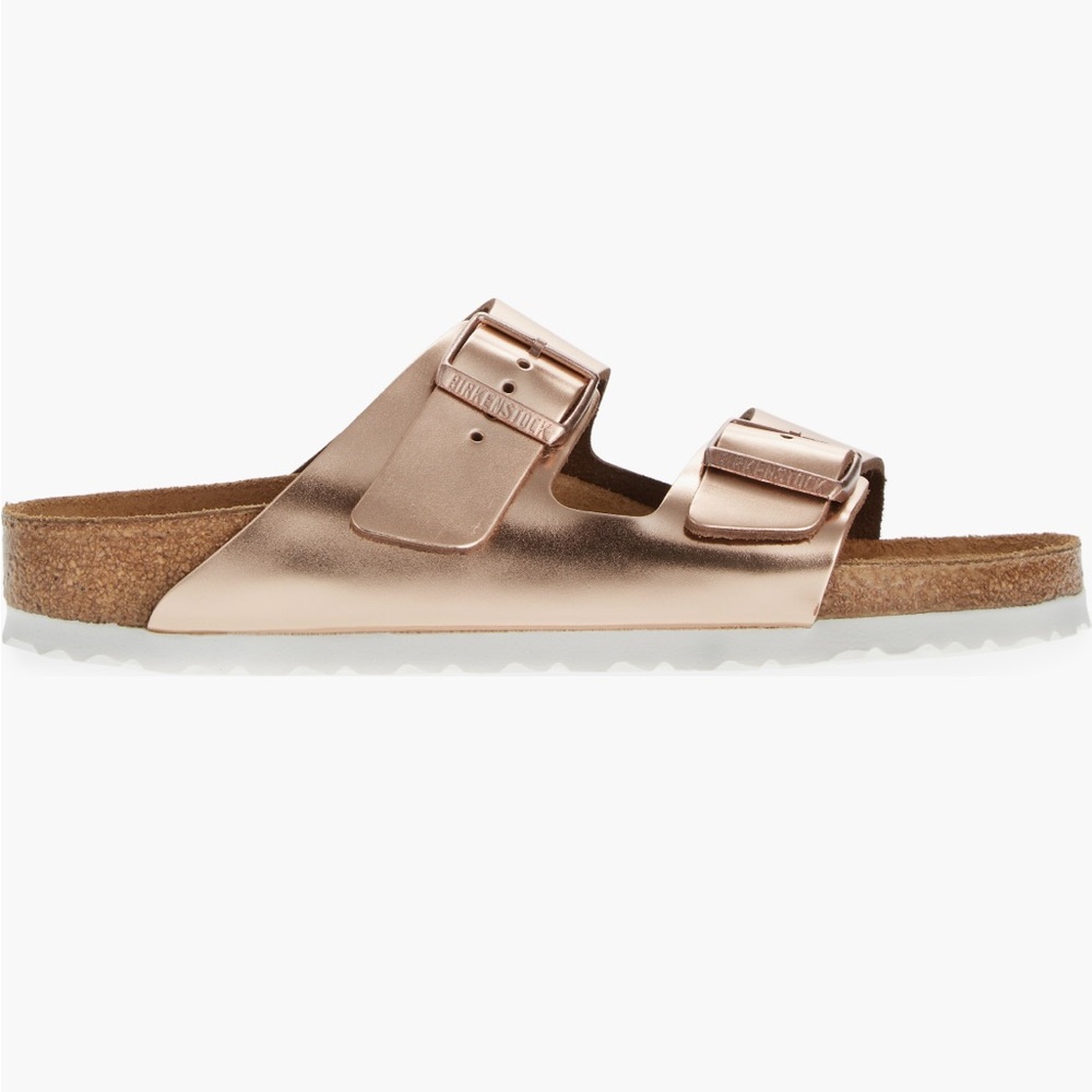 Birkenstock Arizona soft footbed slide sandal- copper leather size 9 - Picture 2 of 13